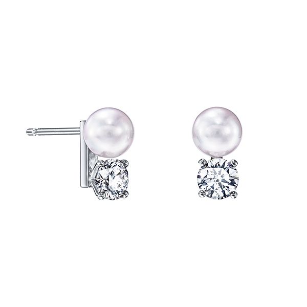 balance duo pearl & diamond Earrings — E-4218-PT950