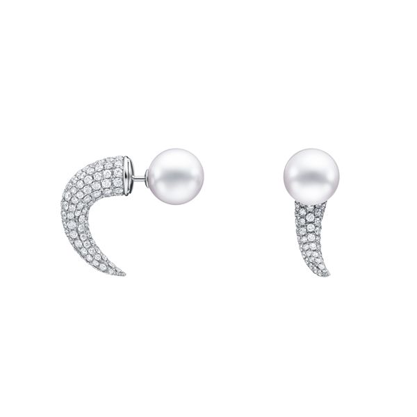 danger horn diamonds pave Earrings — E-4292-18KWG