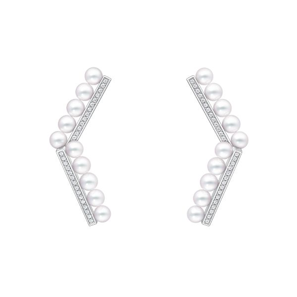balance arm diamonds pave Earrings — E-4452-18KWG
