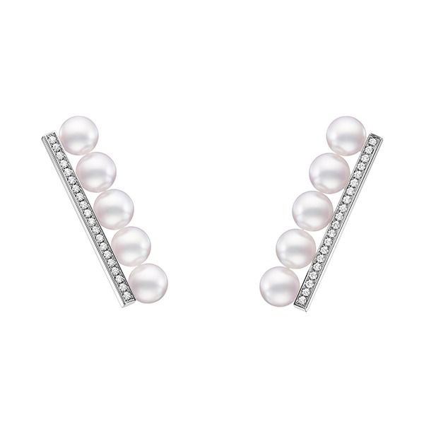 balance plus diamonds pave Earrings — E-4464-18KWG