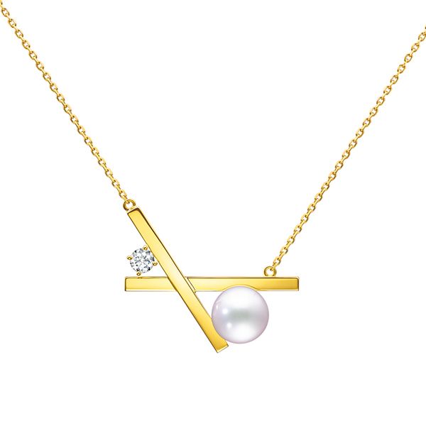 balance cross Necklace — P-16944-18KYG