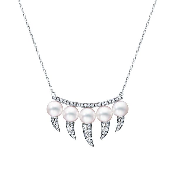 danger fang diamonds pave Necklace — P-17156-18KWG