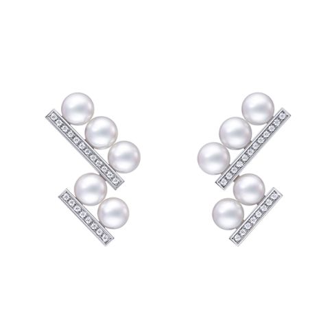 バランス ステップ ネオ ダイヤモンド パヴェ イヤリング