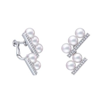 バランス ステップ ネオ ダイヤモンド パヴェ イヤリング (クリップタイプ)