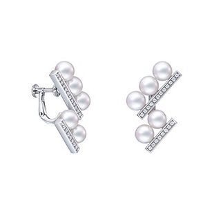 バランス ステップ ネオ ダイヤモンド パヴェ イヤリング (クリップタイプ)