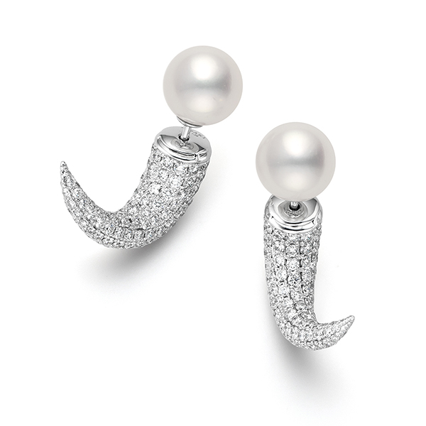 refined rebellion horn diamonds pave Earrings